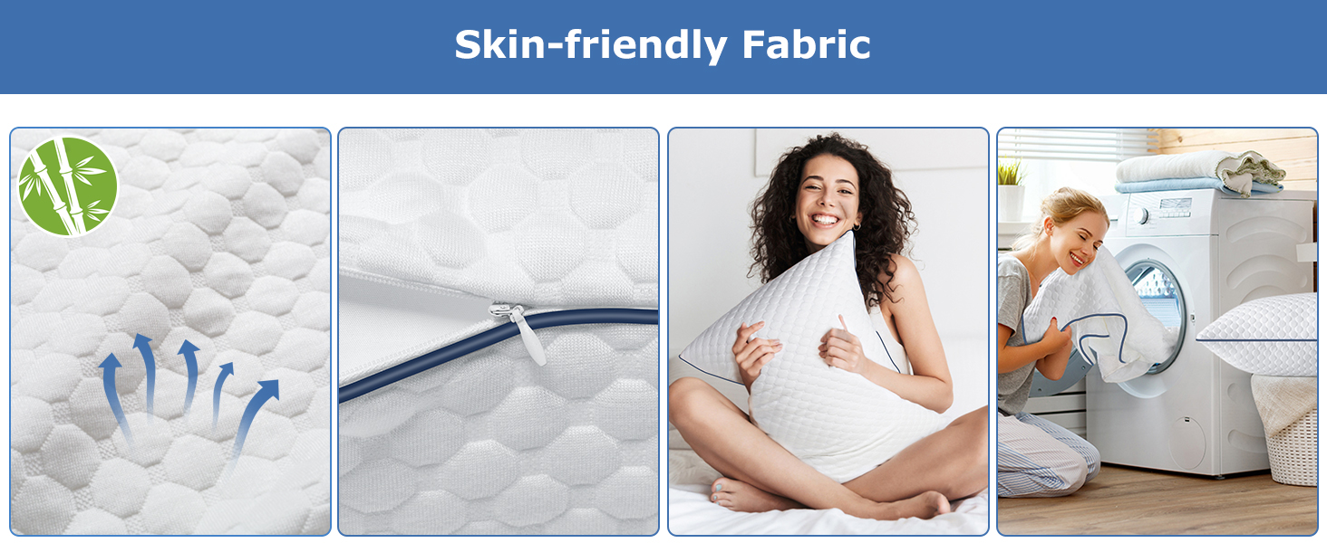 Soft Hotel Pillows with breathable fabric zipped and washable pillowcase