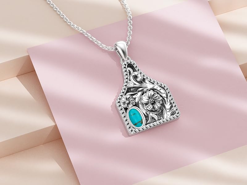 Amazon.com: BETHZA Western Cow Tag Necklace 925 Sterling