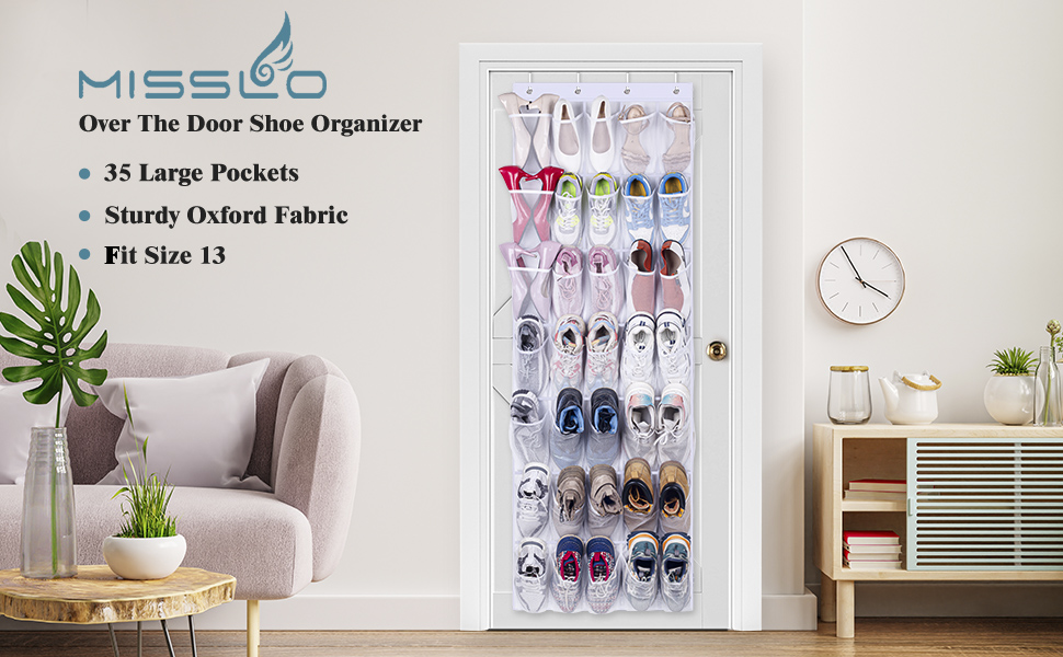 MISSLO 35 Large Pockets Over The Door Shoe Storage Organiser Sturdy