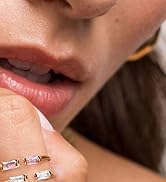 TLY Gold Birthstone Rings for Women Non Tarnish 14K Gold Plated Stackable Rings Dainty CZ Adjusta...