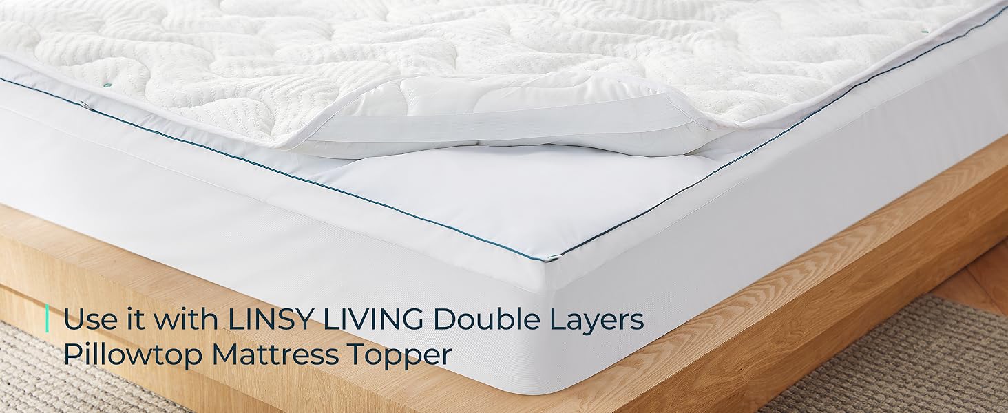 LINSY LIVING Twin XL Waterproof Mattress Pad, Mattress