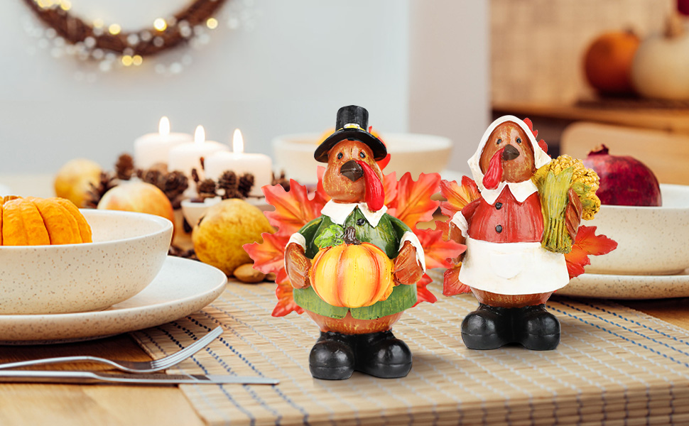Thanksgiving Turkey Decorations for Home, 2 Pack Turkey