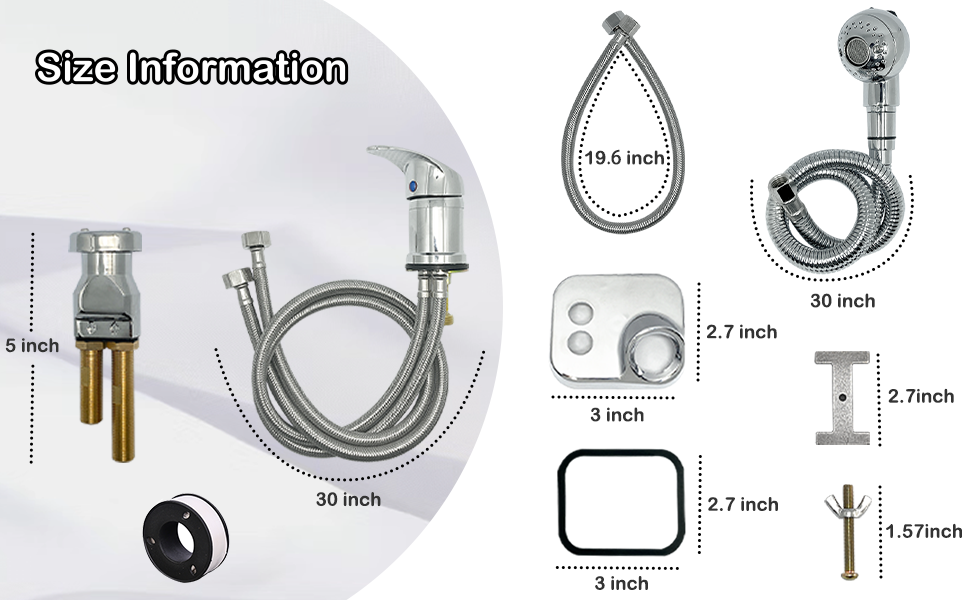 Shampoo Bowl Faucet, Salon Sink Faucet Kit with Professional Chrome Faucet，Vacuum Breaker