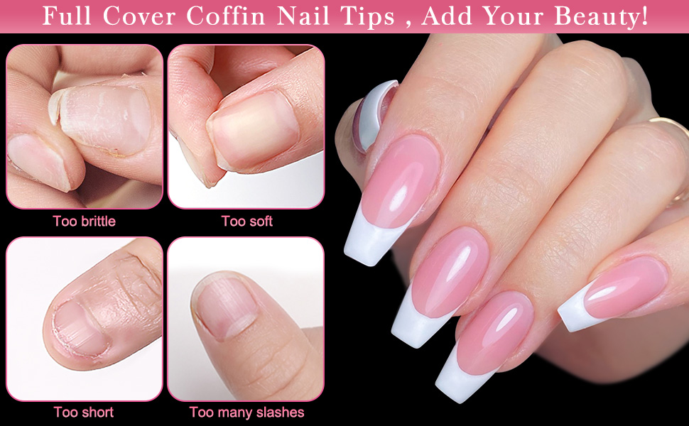 Ranrose Short Coffin Nail Tips 120PCS Full Cover Nail Tips