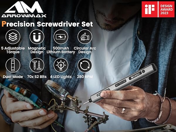 DORY様 Amazon.com: AM ARROWMAX Electric Screwdriver, 74 in 1 Mini