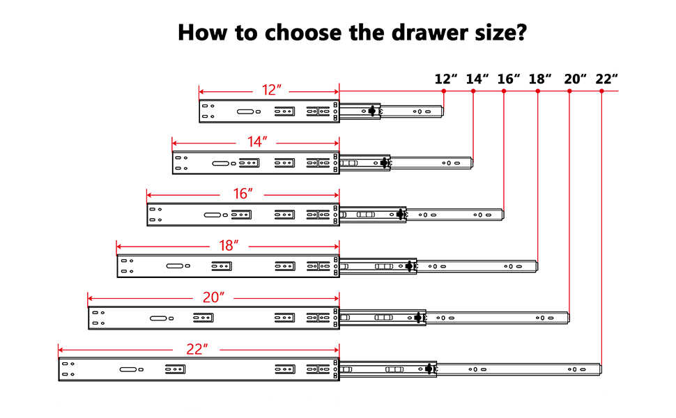 22 Inch Drawer Slides, Plusmart Soft Close Drawer Slide Glides Ball