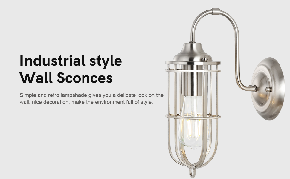 WINGBO Industrial Wall Sconce Light Farmhouse Style Black Metal Living Room Bedroom Hallway