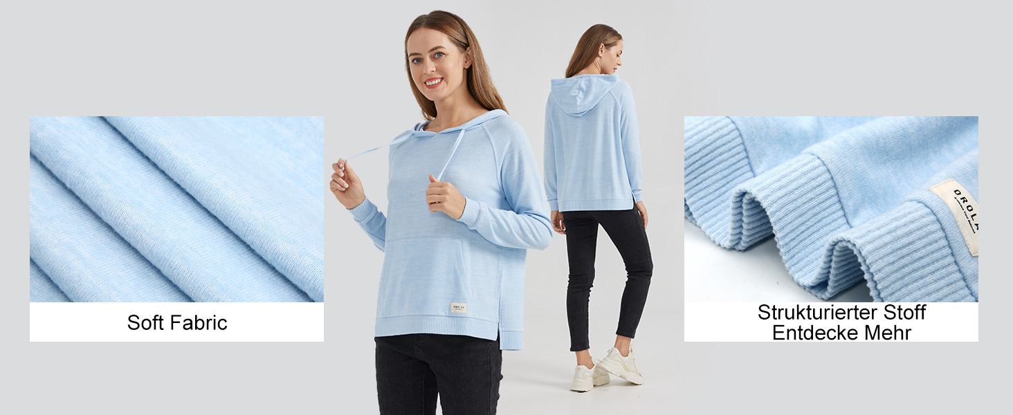 Orolay Damen Langarm Sweatshirt Kapuzenpullover für Frühling Sommer Herbst
