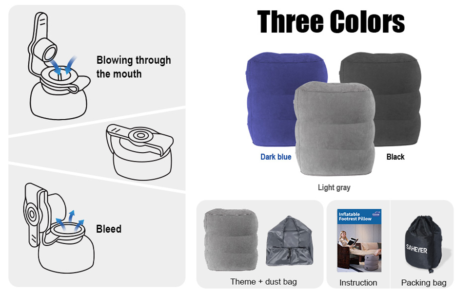 SAHEYER Inflatable Travel Foot Rest Pillow with Adjustable 3 Layers