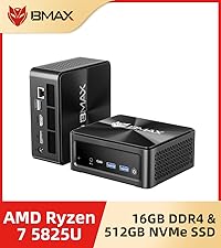 ミニPC BMAX B5 A PRO Ryzen7 5825U 16GB 512GB BMAX B5 A Pro Mini PC, AMD Ryzen 7 5825U 8 Core Max 4,5GHz