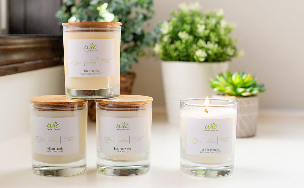 WIC Family Naturals Luxury Essential Oil Scented Soy Candles Hand