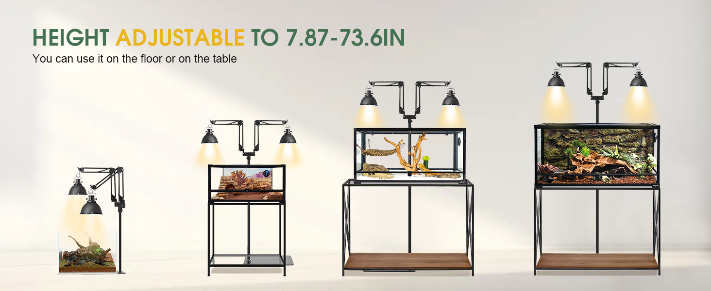 MECESOR Dual Reptile Heating Lamp Stand