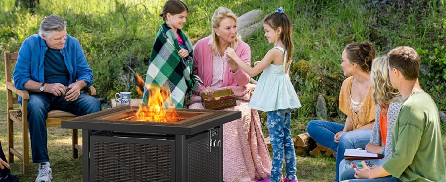 Cecarol Gas Propane Fire Pits with Lid and Lava Rock,50,000