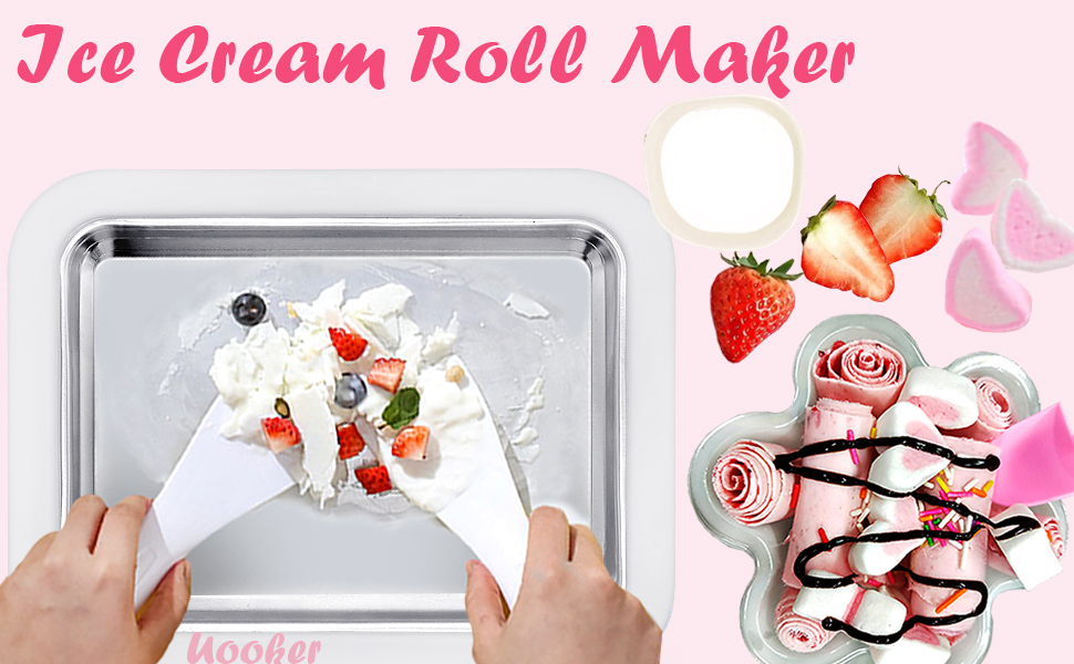 Instant Ice Cream Roll Maker, Uooker Aluminium Alloy DIY Ice Cream