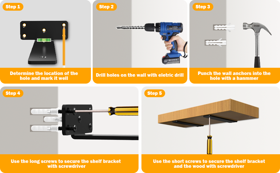 6 Pack Floating Shelf Bracket Heavy Duty 8 Inch Hidden