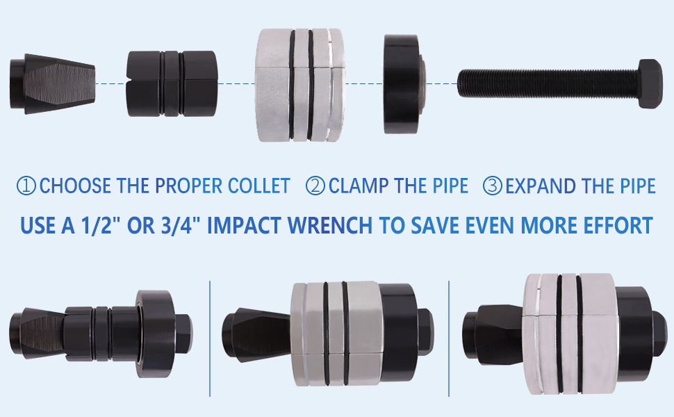PUWIGO Exhaust Pipe Expander Stretcher Tool Set 15/8 to 4