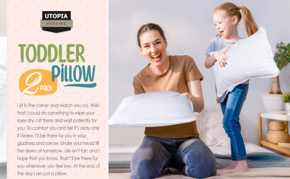 Utopia Bedding Toddler Pillow (White, 2 Pack), 13x18