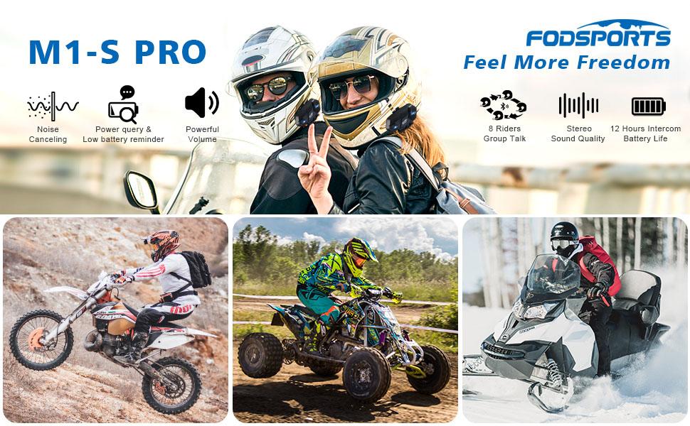 Fodsports M1S Pro Motorcycle Bluetooth Headsets, 8Way Motorbike