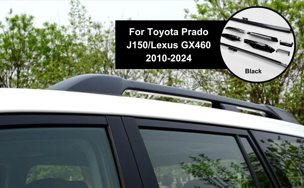 HIGH FLYING for Toyota Prado J150/Lexus GX460 20102024 Glossy Black Roof Rack Rails