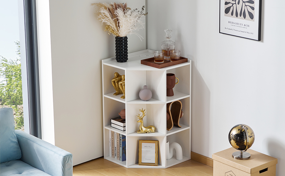Corner Wooden Corner Storage with USB and
