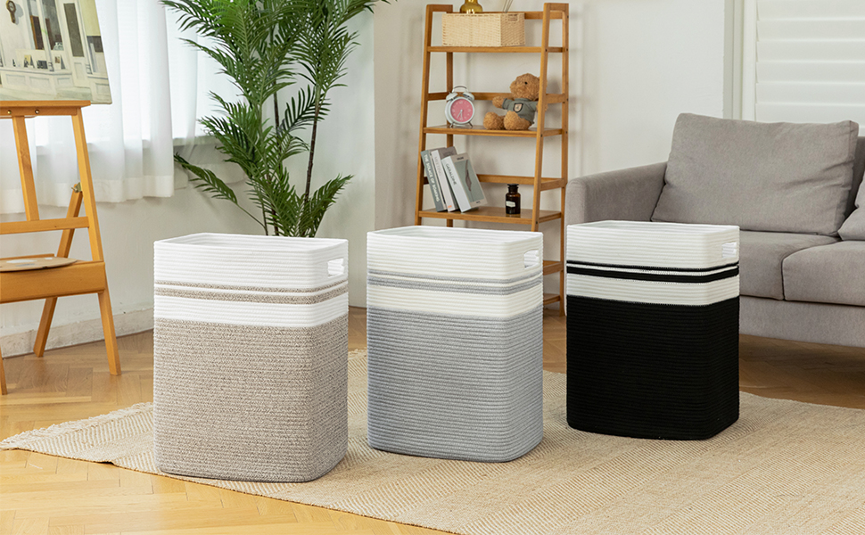 OIAHOMY Laundry HamperLaundry Basket,Tall Cotton Storage Basket with