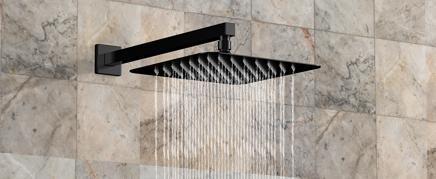 EMBATHER Black Shower System 12 Inches Shower Faucet Set with Square