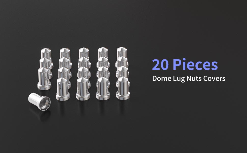 Lug Nut Covers, 20PCS Chrome 33mm 33/16" Height Flange