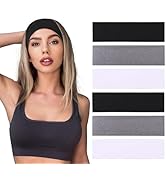 Leeven Headbands for Women 6 Pcs, Cotton Headbands, Soft Sweat Wicking Stretchy Headband for Unis...