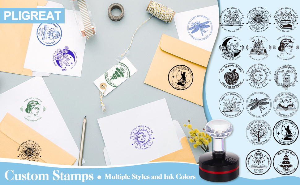 from The Library of Stamp, Custom Library Stamp, Personalized Teacher  Stamp, Book Stamp, Stack of Book Design Stamp, self Inking Stamp