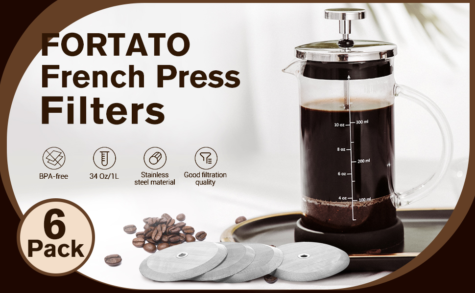 French Press Filter 6 Pieces Stainless Steel Replacement