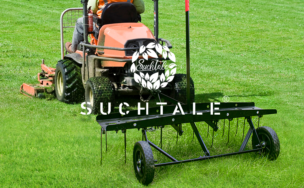 Suchtale 40inch Tow Behind Dethatcher with 20 Spring Steel Tines,Lawn Sweeper