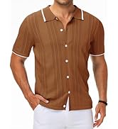 MAPICK Men's Button Down Polo Shirt Casual Short Sleeve Knit Shirt Summer Vacation Beach Clothes