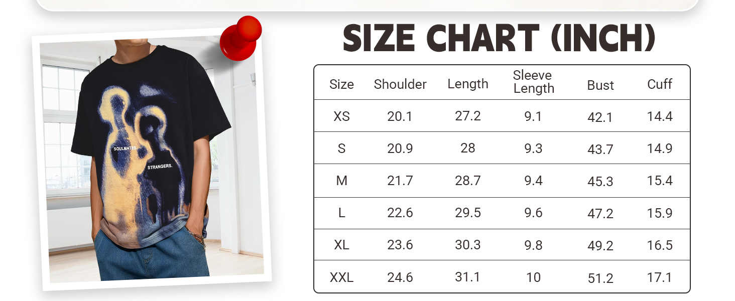 Men's Oversized Graphic Tees Crew Neck Short Sleeve Vintage Streetwear T Shirt Tops