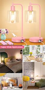 Pink Dimmable Touch Lamps Set of 2