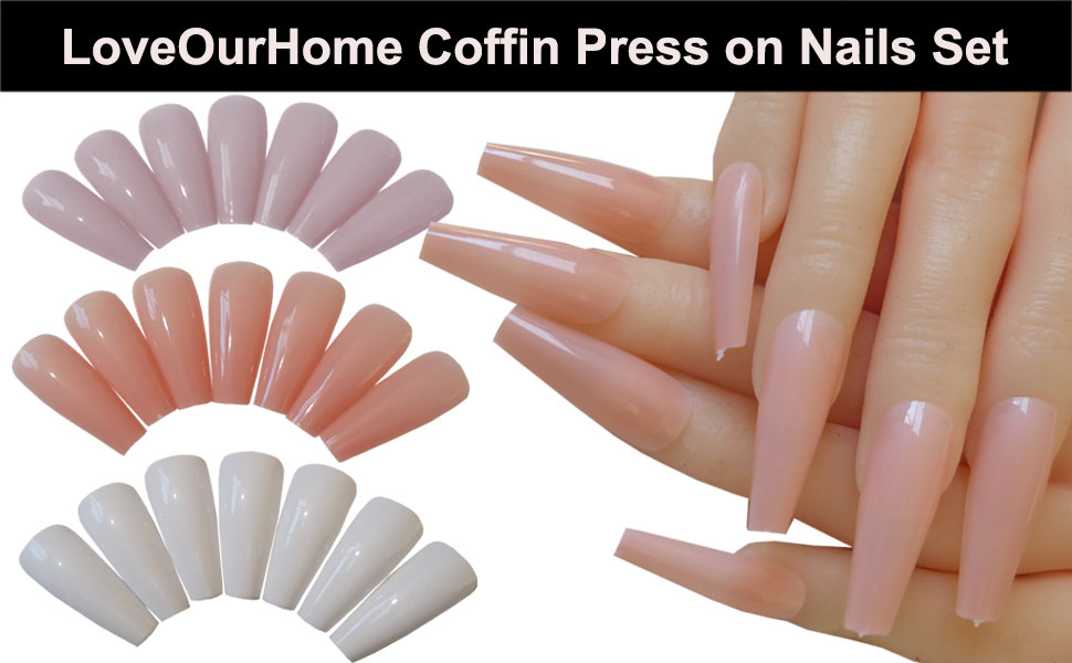 nude black press on nails coffin ballerina fake nails full cover
