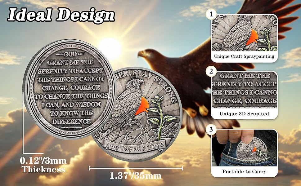 Hope Eagle Sobriety Coin Celebrating Recovery and Personal Growth with AA HA Chips and Medallions