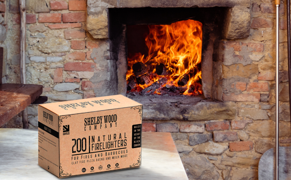 Natural Wood Firelighters 200 Eco Wax Coated Wood Wool Flame Fire