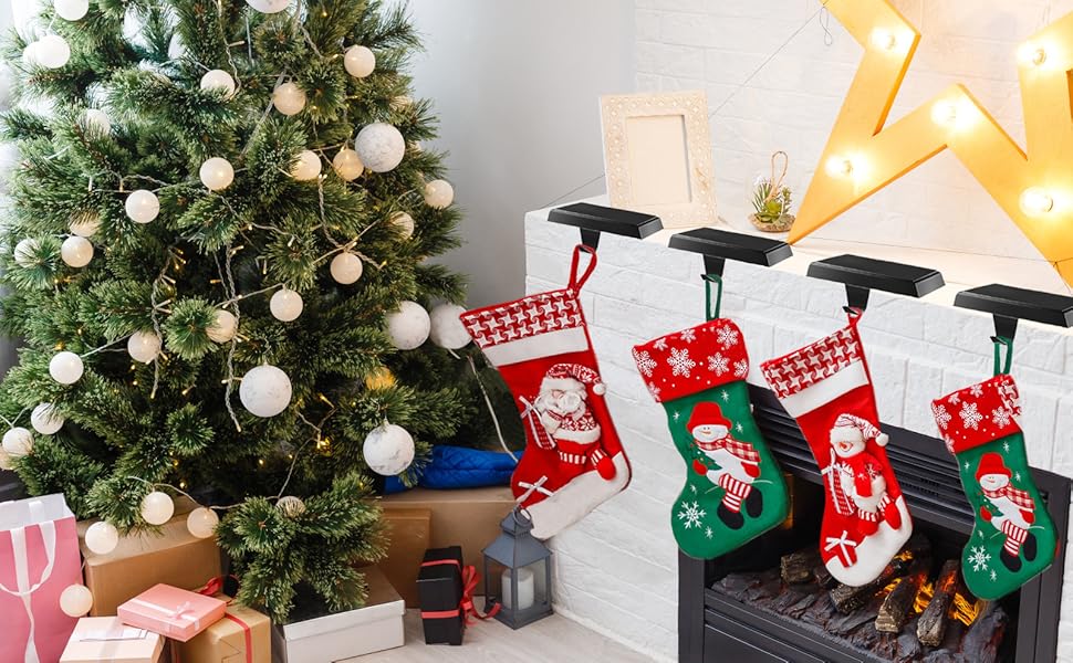 Christmas Stocking Holder, Set of 4 Mantle Stocking Hangers Metal