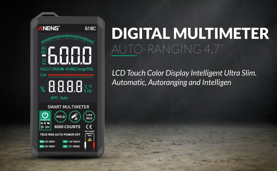 Amicisense Digital Branded Multimeter AutoRanging Lcd Touch Color
