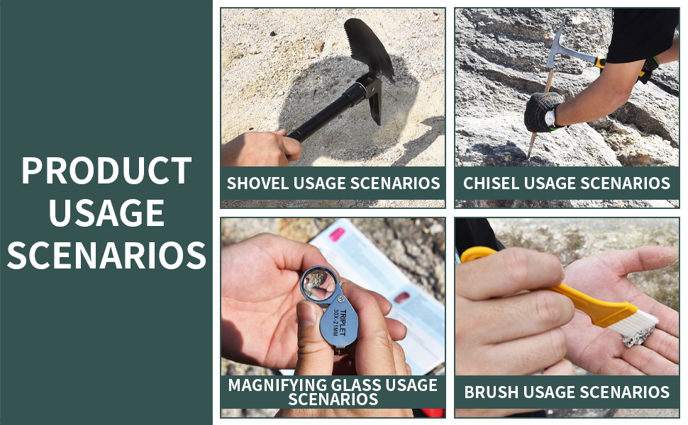 16 PCS Geology Rock Pick Hammer Kit, 22oz Hammer & 3 PCS Digging