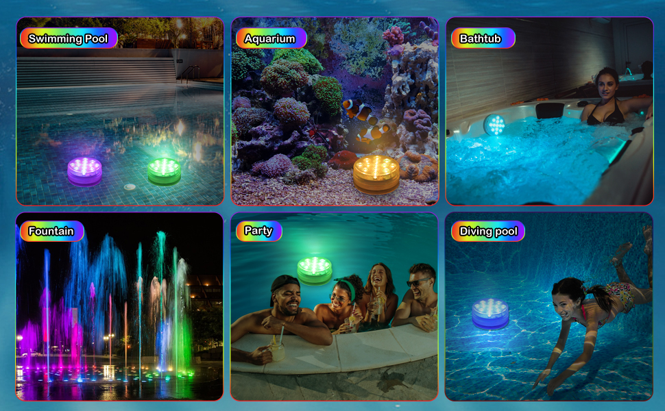 Seutgjie Rechargeable Submersible LED Pool Lights with RF