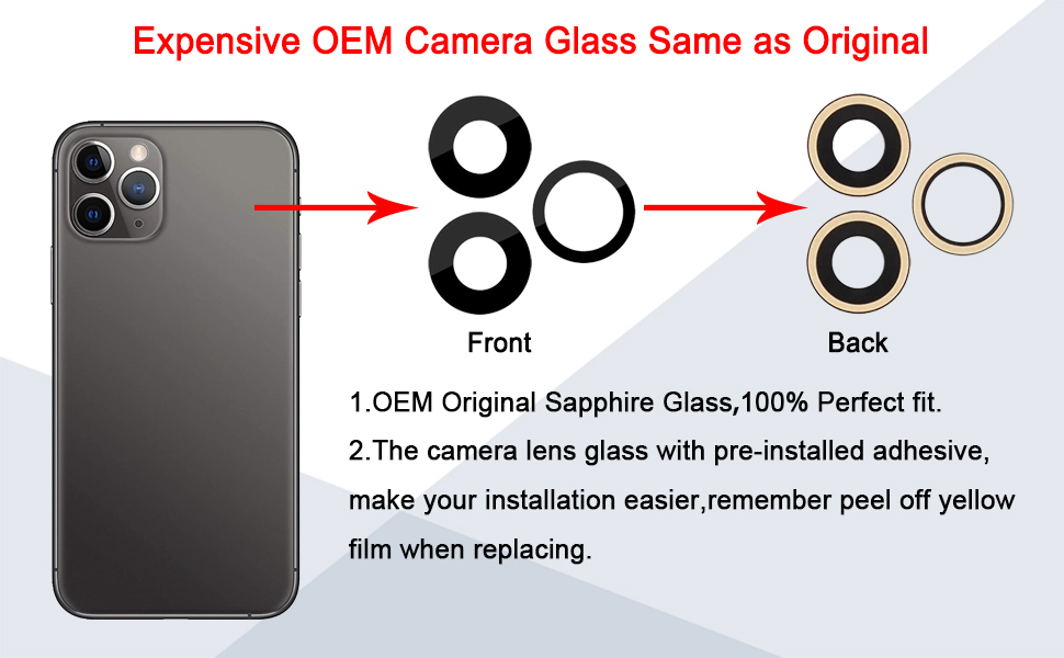 Phoupair Original OEM Back Rear Camera Glass Lens