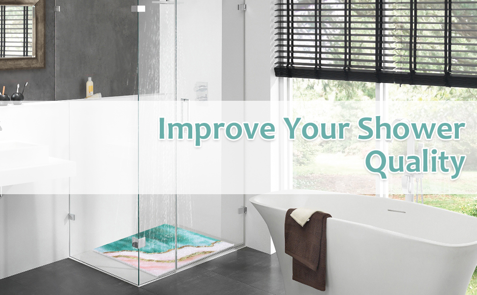 Square Shower Mat Non Slip Anti Mould, 80 x 80 cm Soft Comfort Loofah