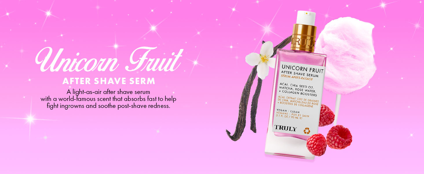 unicorn fruit after shave serum clean ingredients smooth shaving no ingrowns paraben free no sulfate