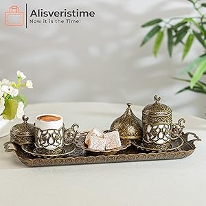 Antique Turkish bowl, Distressed green, Ottoman motifs, Zamac serveware