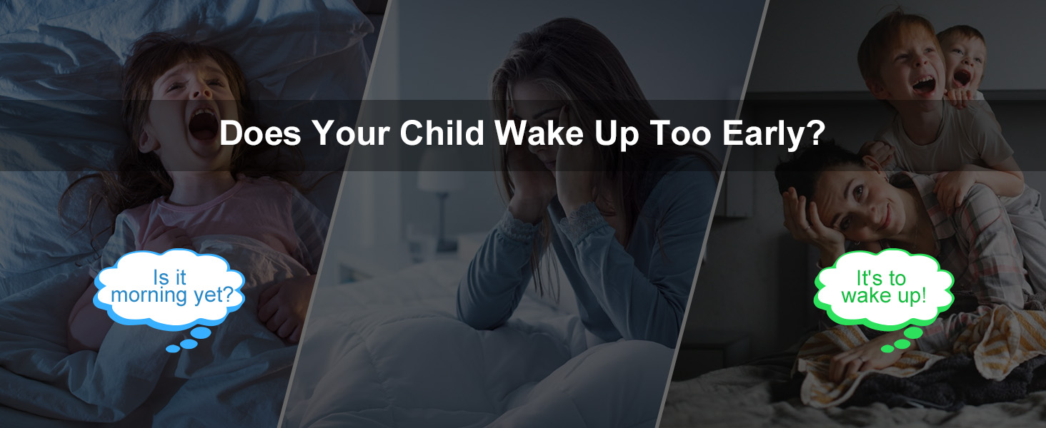 Kids Alarm Clock, Toddler Sleep Trainer Clock with Night Lights, Non