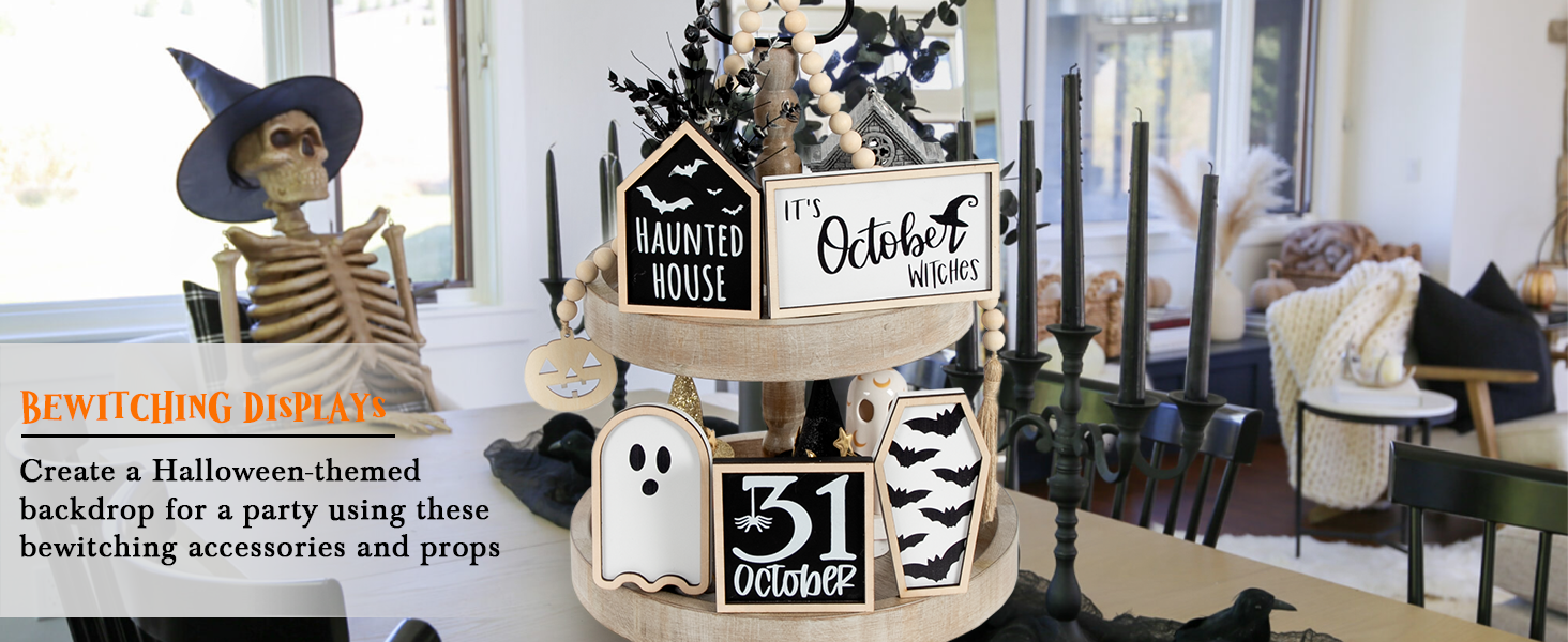 halloween tiered tray decor