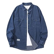 Men's Denim Shirt, Fall Clothes, Washed Treatment, Long Sleeve Shirt, Western Style, Cotton Top, Cool, Work Shirt, Breech, Casual, Fashionable, Street Style