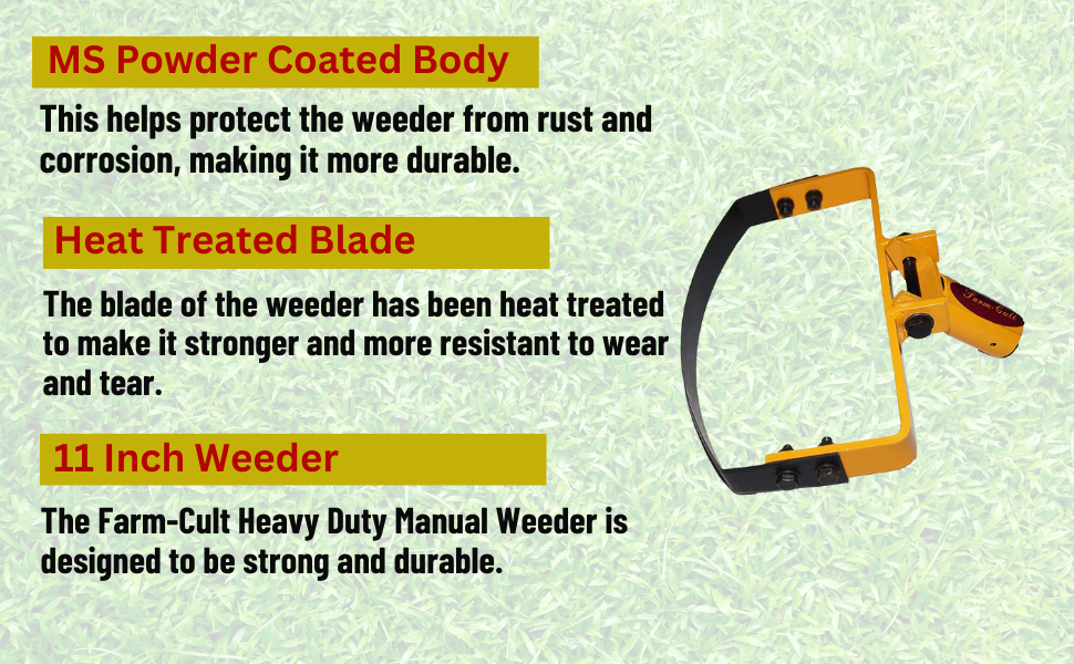 FarmCult Heavy Duty Manual Weeder with MS Powder Coated Body and Heat