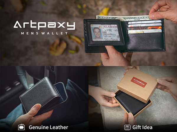 Amazon.com: Artpaxy Mens Wallet Genuine Leather Bifold RFID